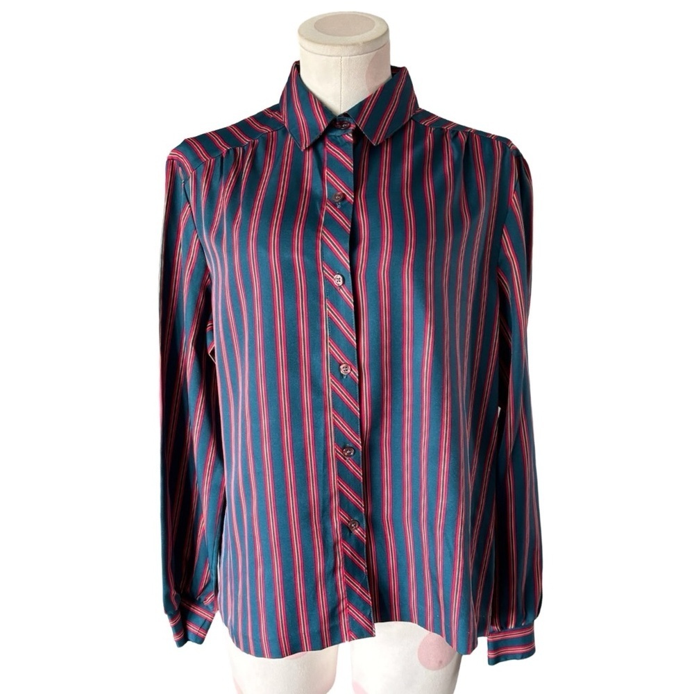 Vintage 70's Lady Arrow Striped Button Down - Blue/red - Medium - Picture 3 of 7